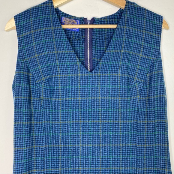 Pendleton Wool Plaid V-Neck Vintage Midi Dress Size L - Picture 6 of 12